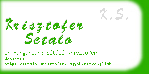 krisztofer setalo business card